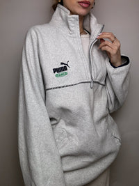 PUMA XL Vintage Graues Fleece mit durchgehendem Reißverschluss
