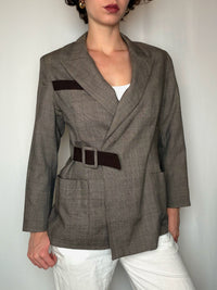 Blazer brun à carreaux CACHAREL M vintage