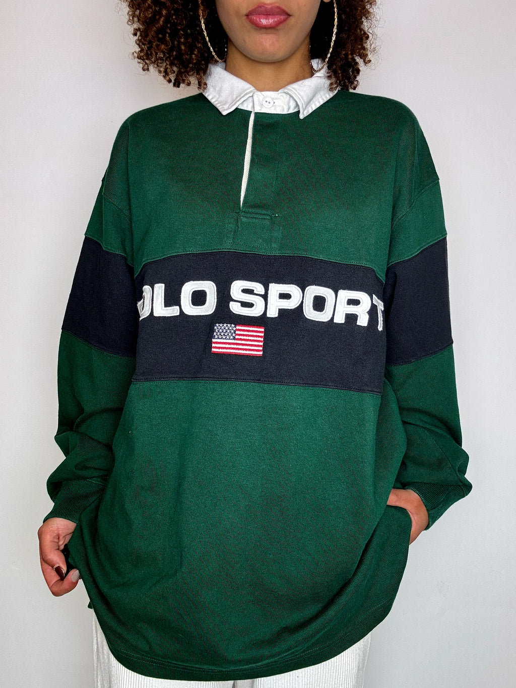 Vintage RALPH LAUREN red long-sleeved polo shirt M