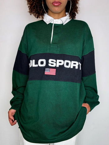 Vintage RALPH LAUREN red long-sleeved polo shirt M