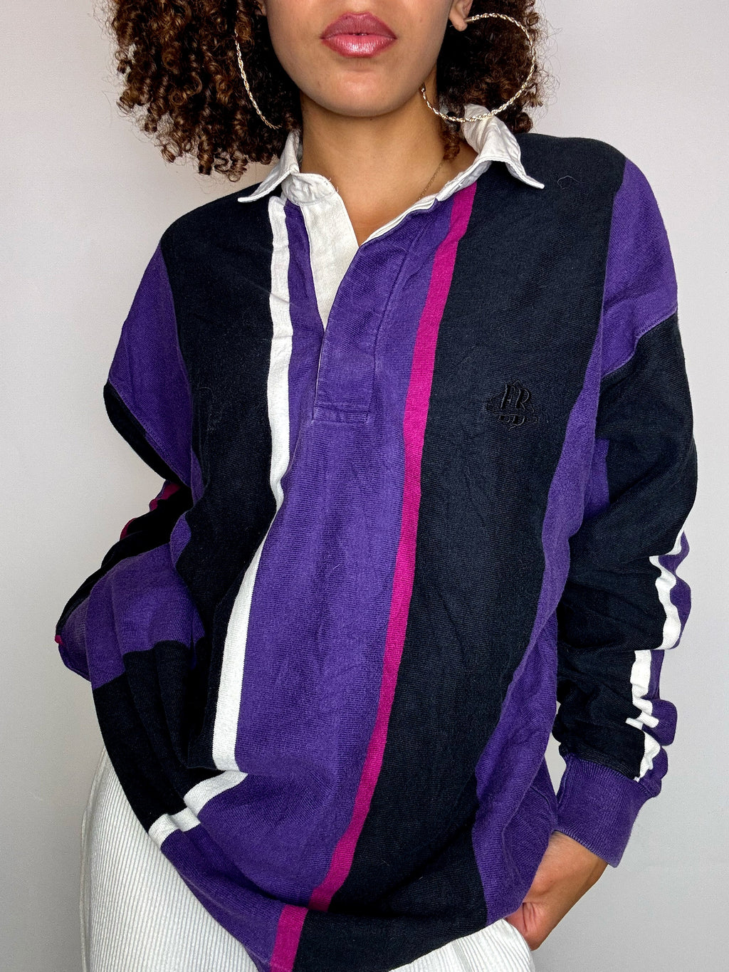 Vintage RALPH LAUREN rotes Langarm-Poloshirt M