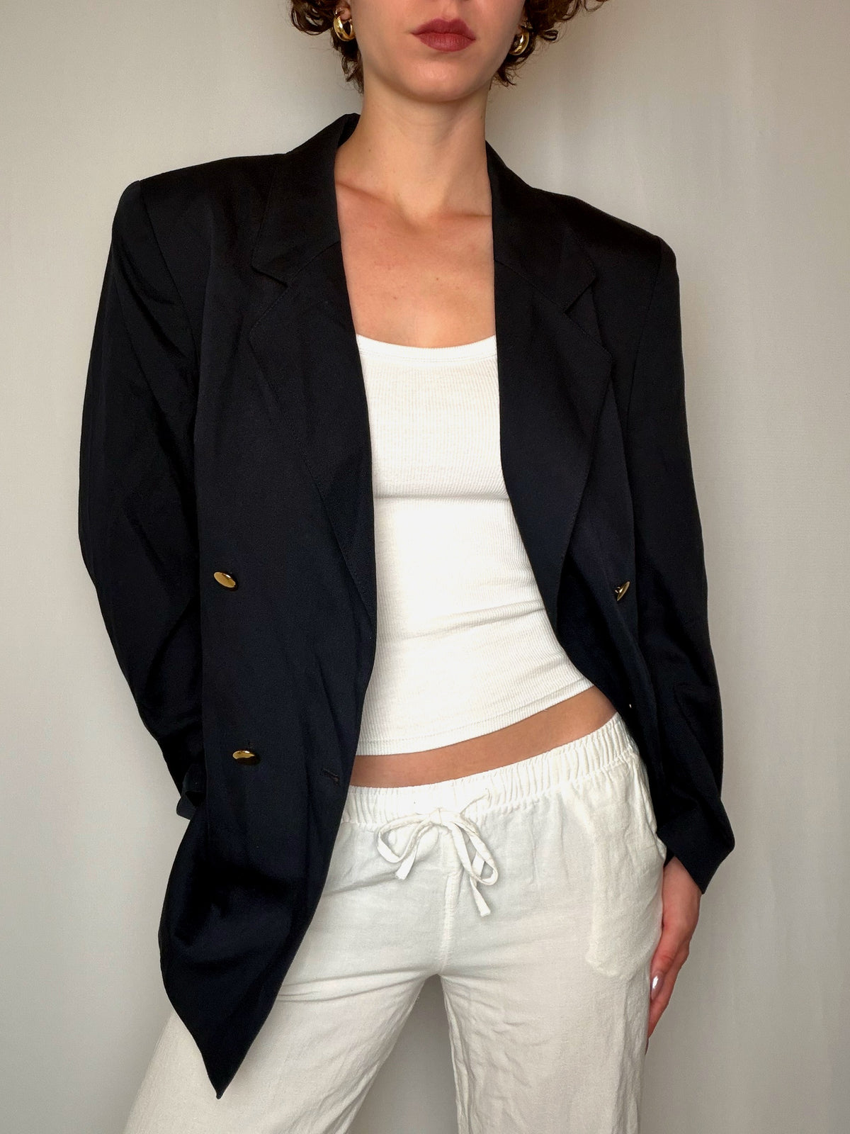 Blazer marine uni croisé L vintage