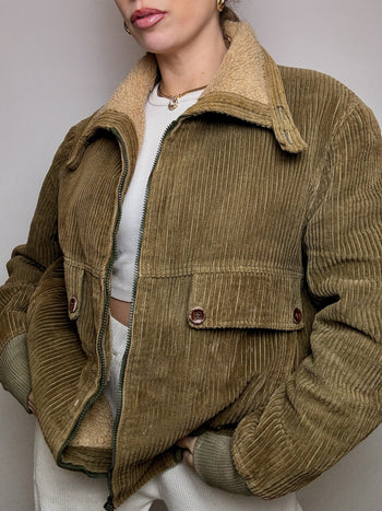 Vintage M khaki lined corduroy jacket 