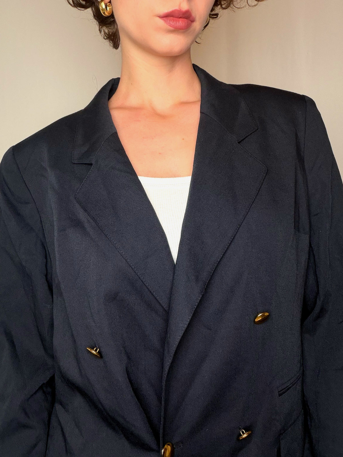 Blazer marine uni croisé L vintage