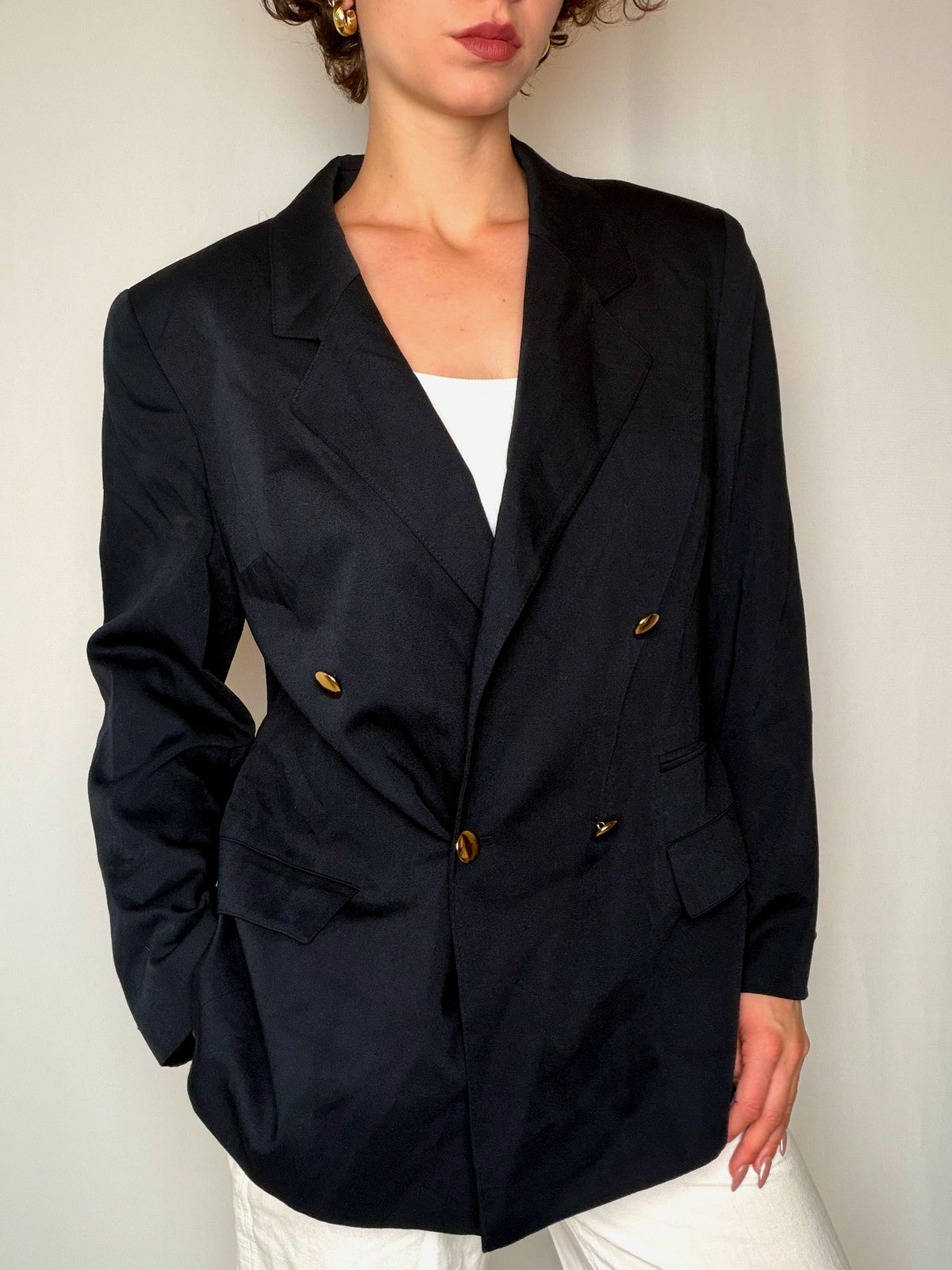 Blazer marine uni croisé L vintage
