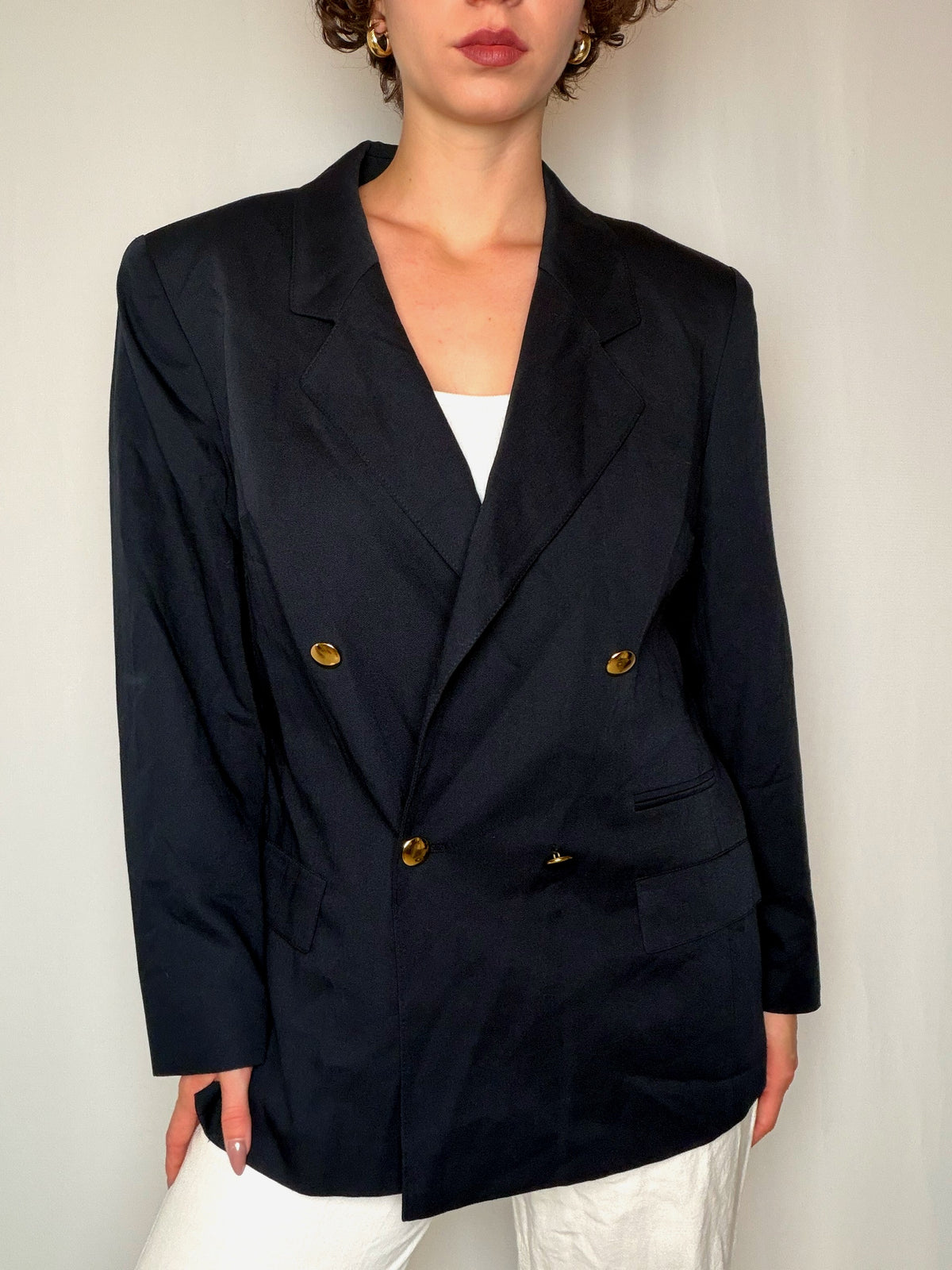 Blazer marine uni croisé L vintage