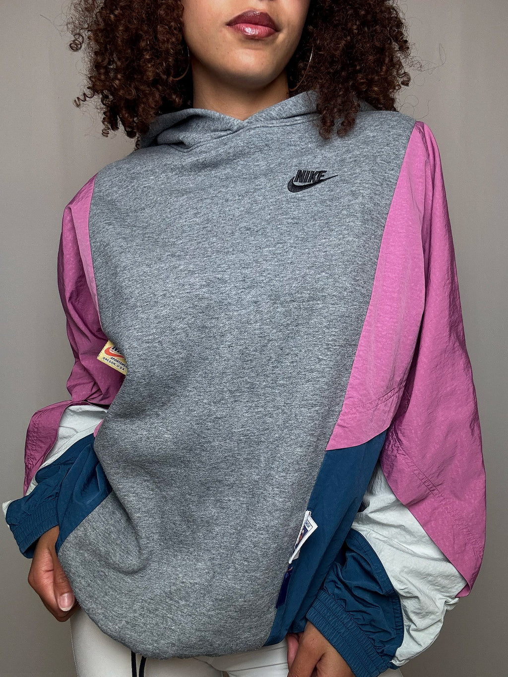 Sweat à capuche bimatière Nike S vintage