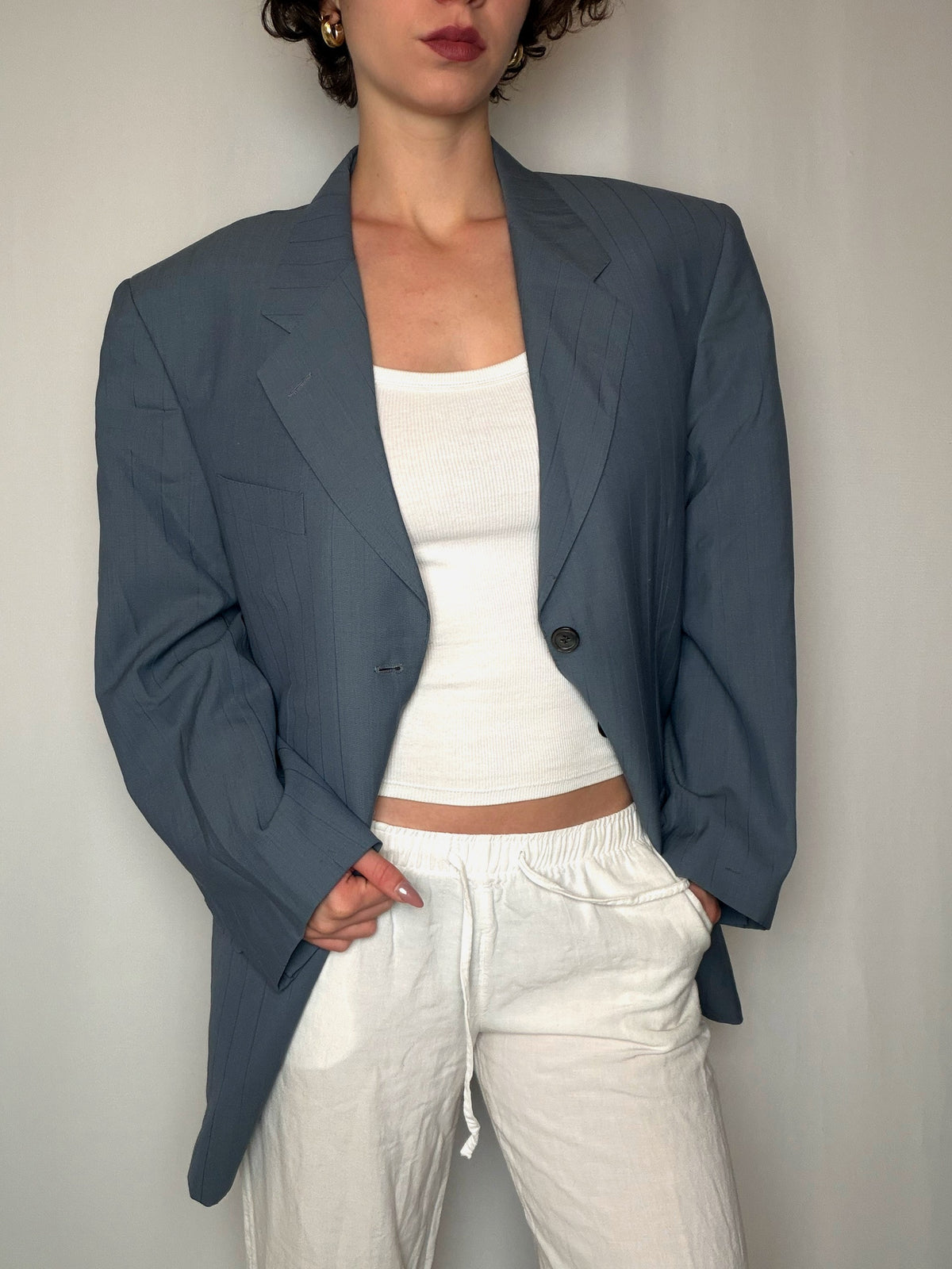 Blazer gris rayé Pierre Cardin XL vintage