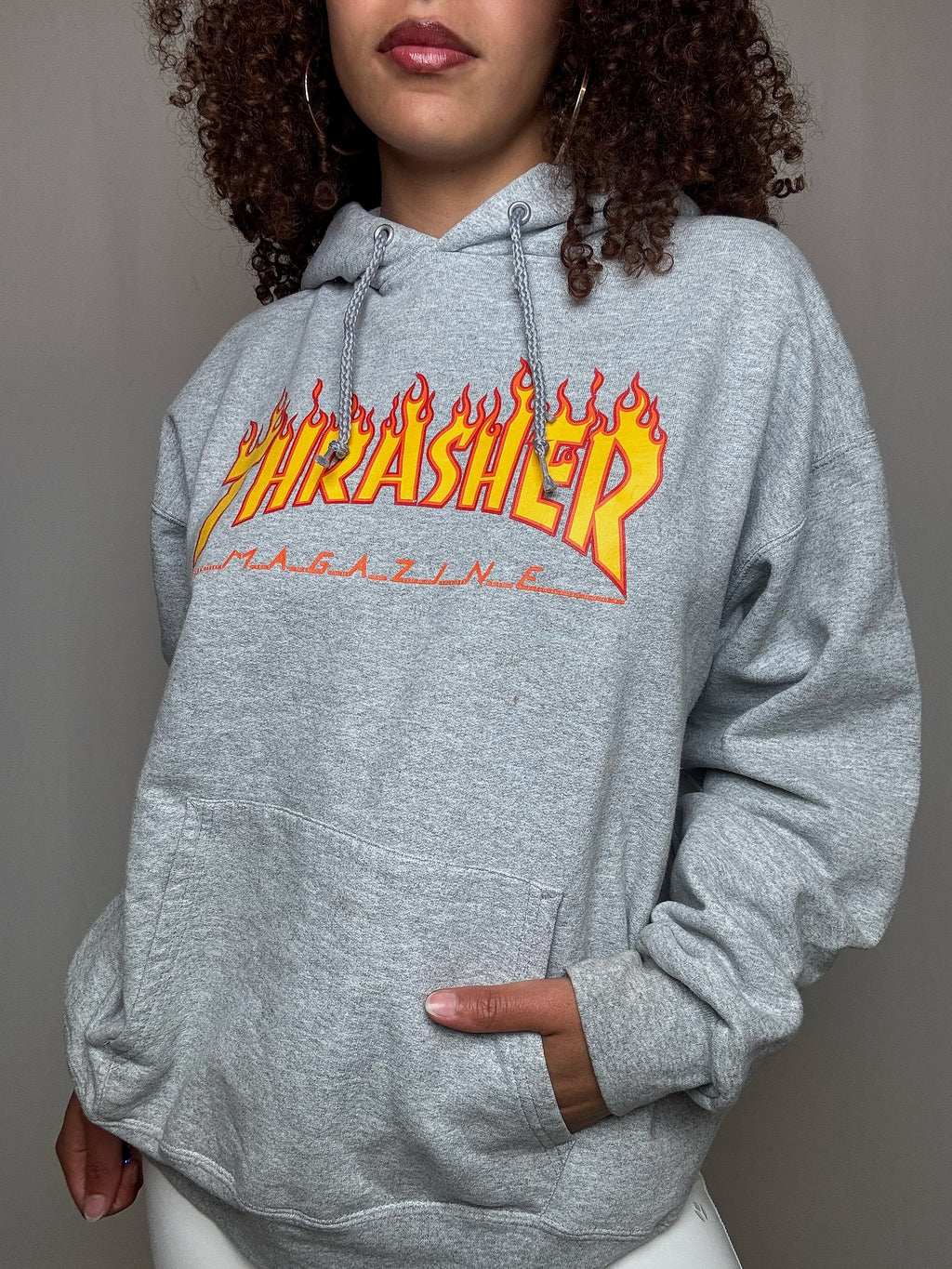 Sweat à capuche gris Trasher M vintage