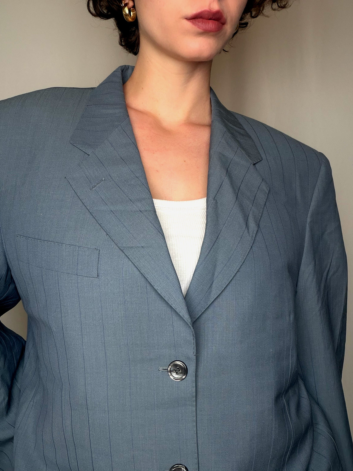 Blazer gris rayé Pierre Cardin XL vintage