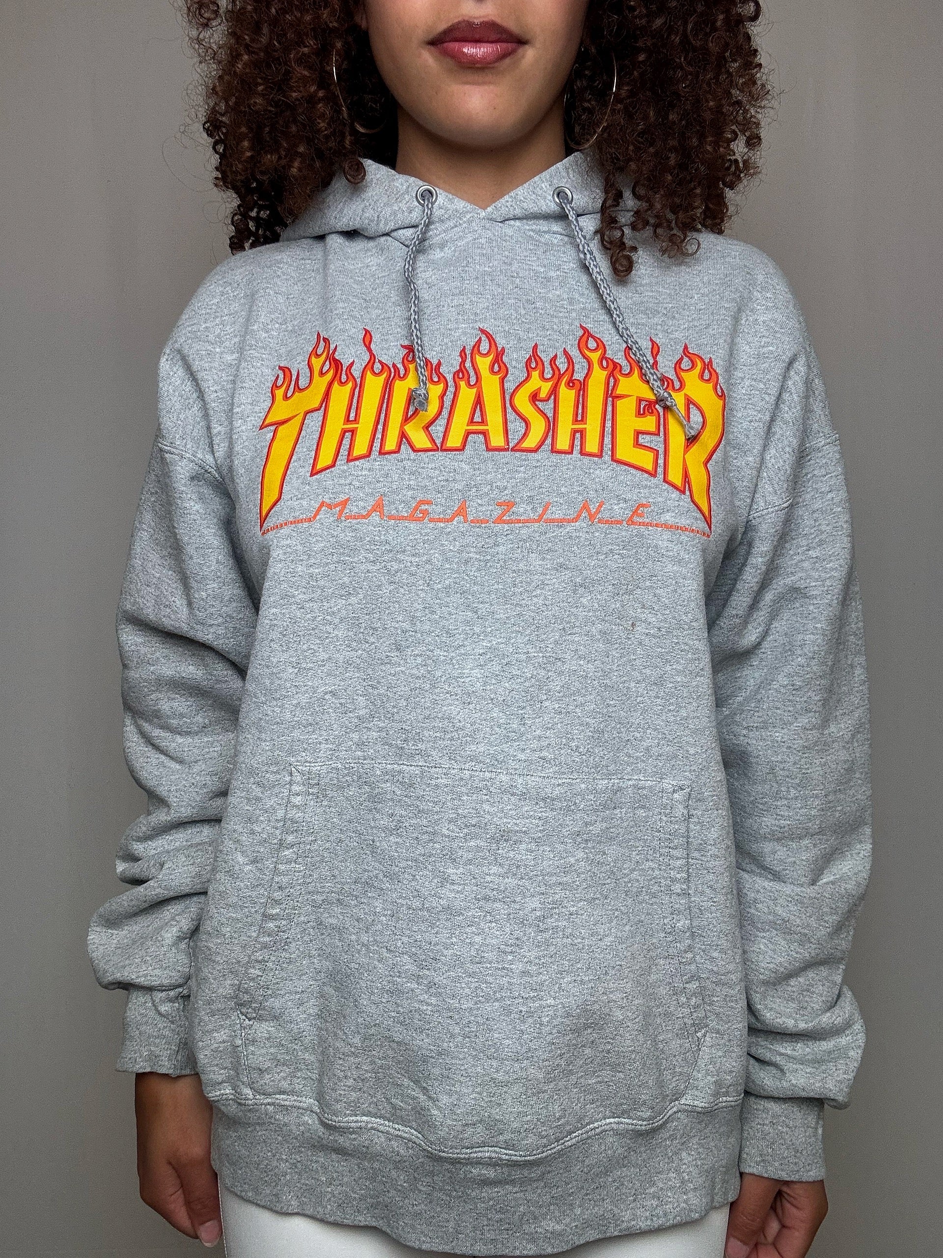 Sweat à capuche gris Trasher M vintage