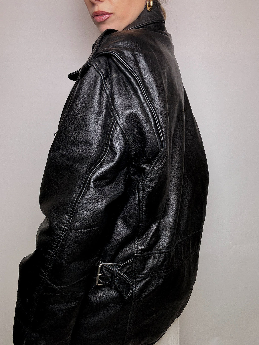 VERRA PELLE XL Vintage gerade schwarze Lederjacke
