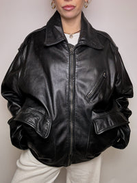 VERRA PELLE XL Vintage gerade schwarze Lederjacke