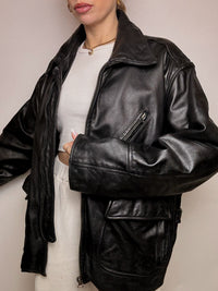 VERRA PELLE XL Vintage gerade schwarze Lederjacke