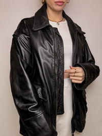 VERRA PELLE XL Vintage gerade schwarze Lederjacke