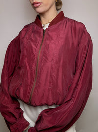 Vintage L/XL burgundy silk jacket