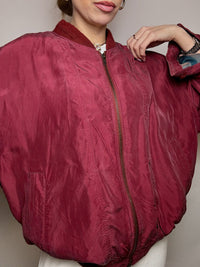Vintage L/XL burgundy silk jacket