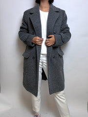 Manteau en laine gris chiné vintage M