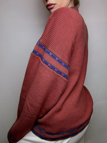 Dark pink knit sweater M/L vintage