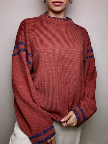 Dark pink knit sweater M/L vintage