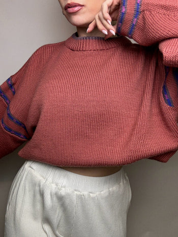 Dark pink knit sweater M/L vintage
