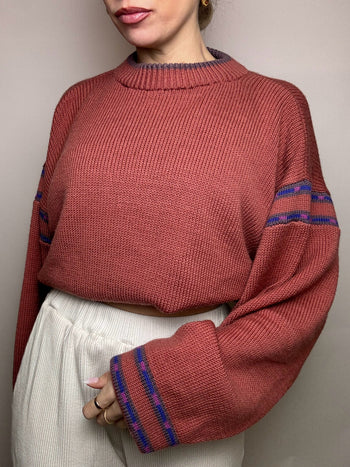 Dark pink knit sweater M/L vintage