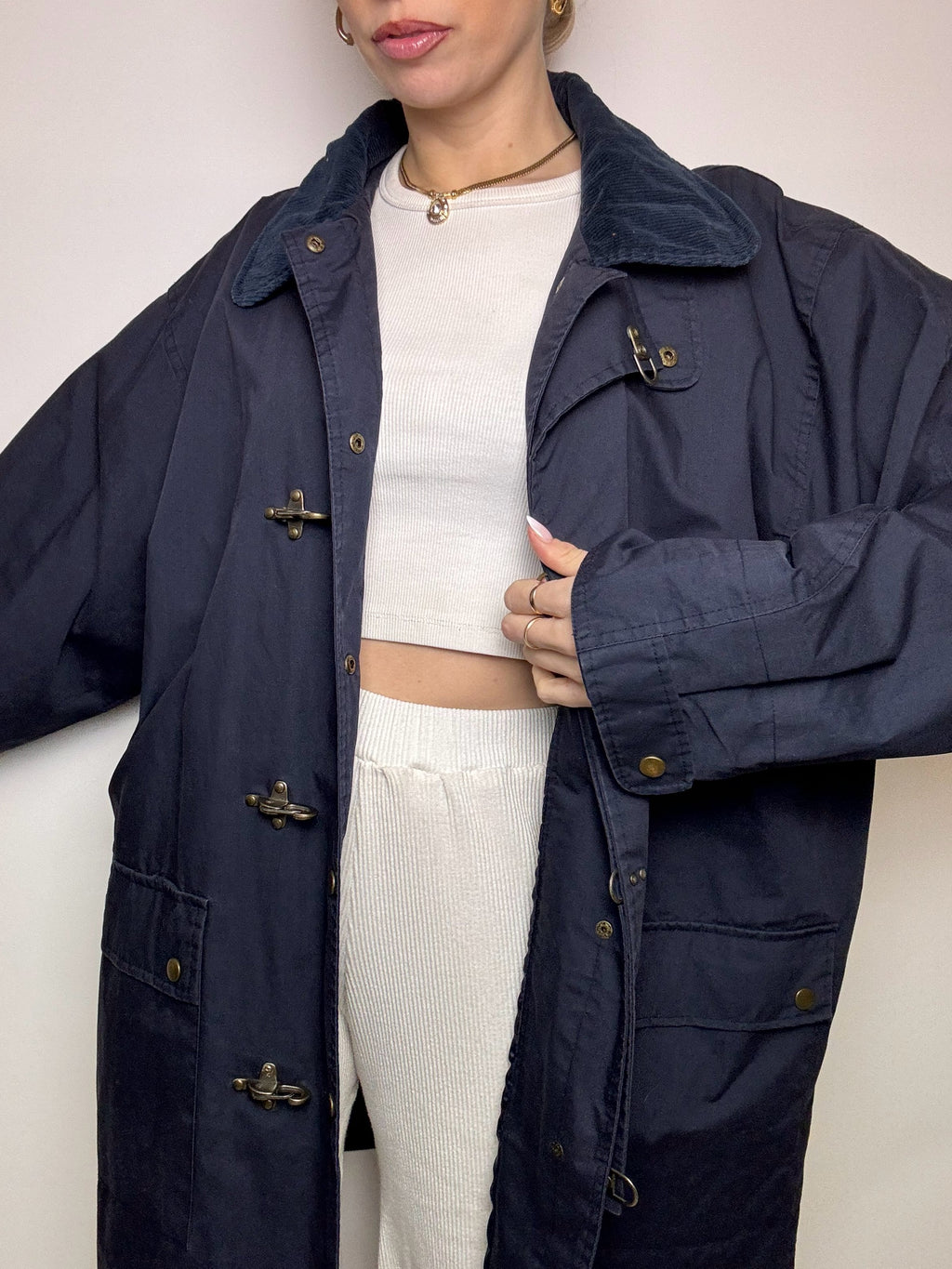 Vintage XL Navy Buckle Raincoat