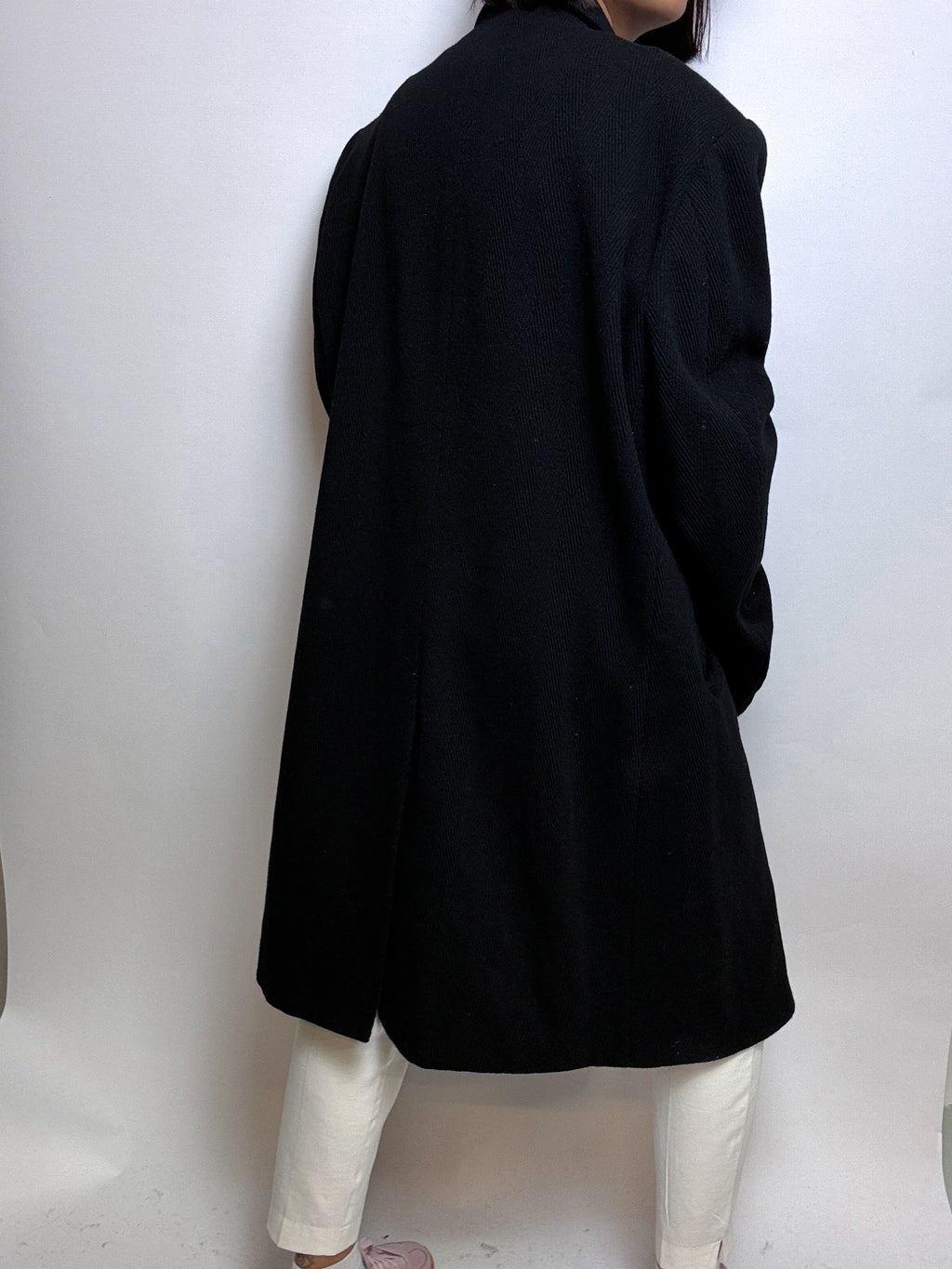 Vintage schwarzer Wollmantel M/L 