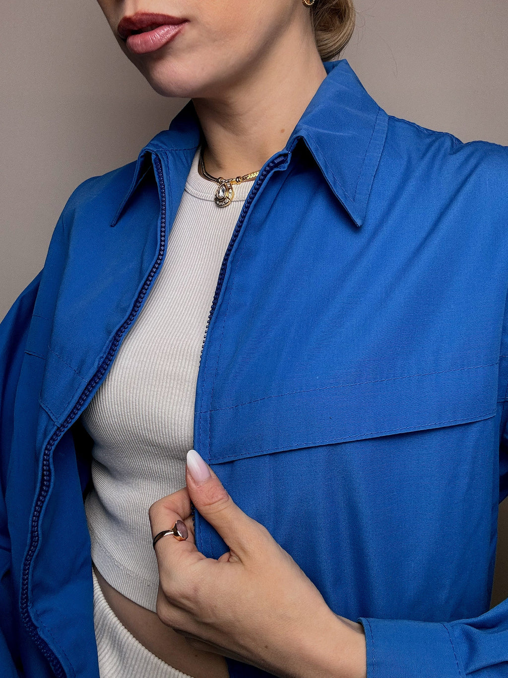 Vintage M/L Electric Blue Leichte Jacke