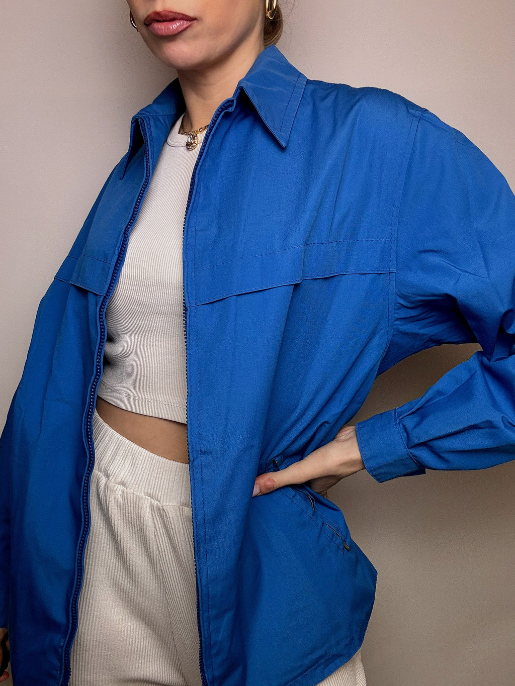 Vintage M/L Electric Blue Leichte Jacke