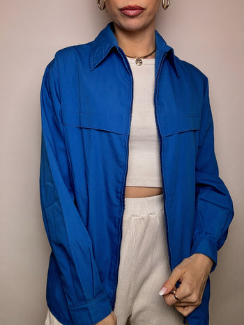 Blouson léger bleu électrique M/L vintage