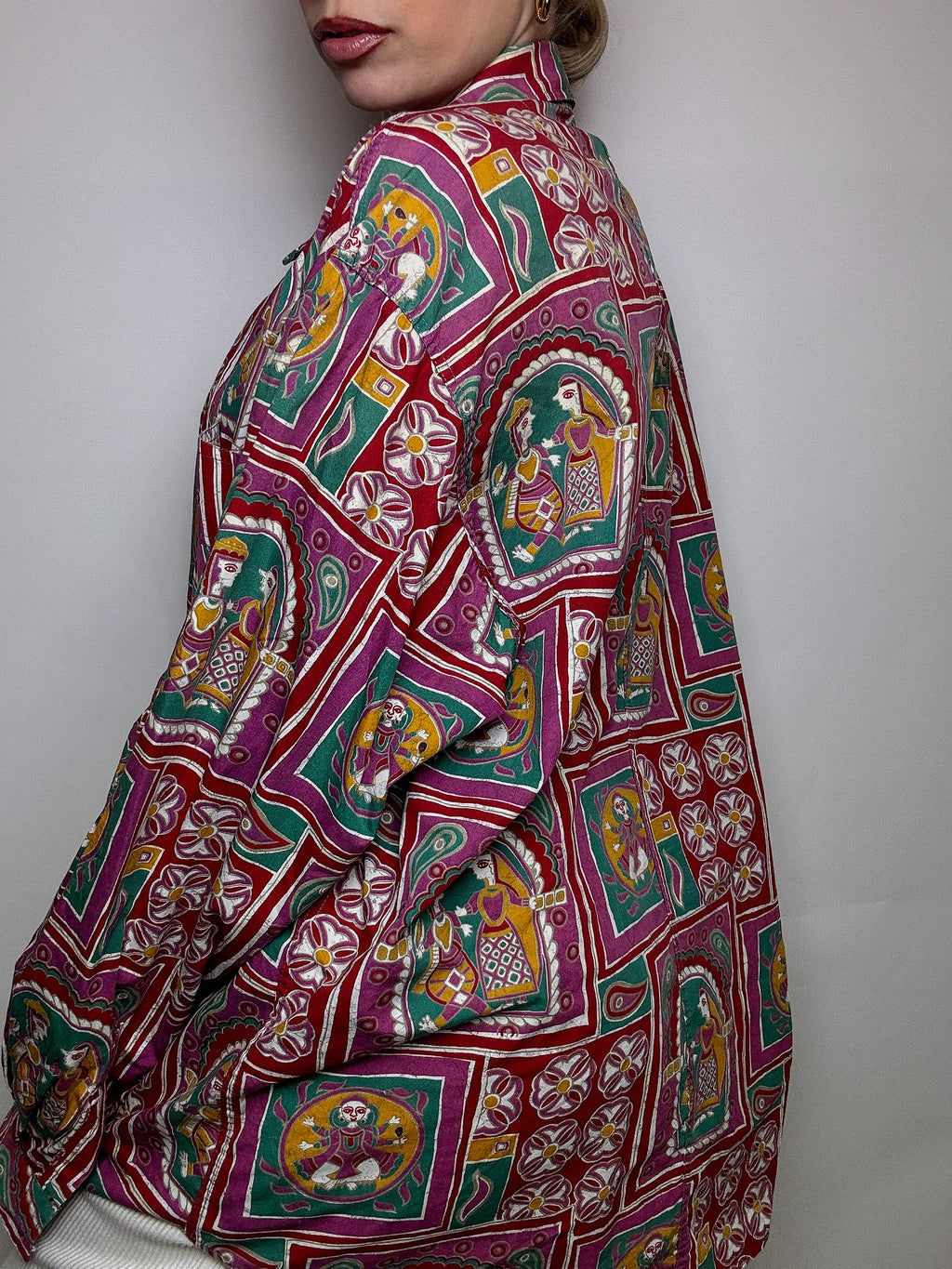 Chemise en coton imprimée abstrait VERTIGO! XL vintage