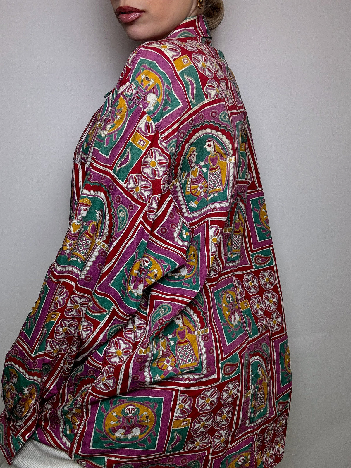 Chemise en coton imprimée abstrait VERTIGO! XL vintage
