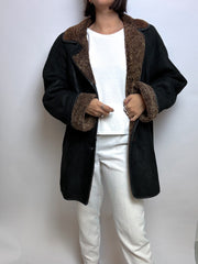 Manteau brun et noir en mouton vintage M