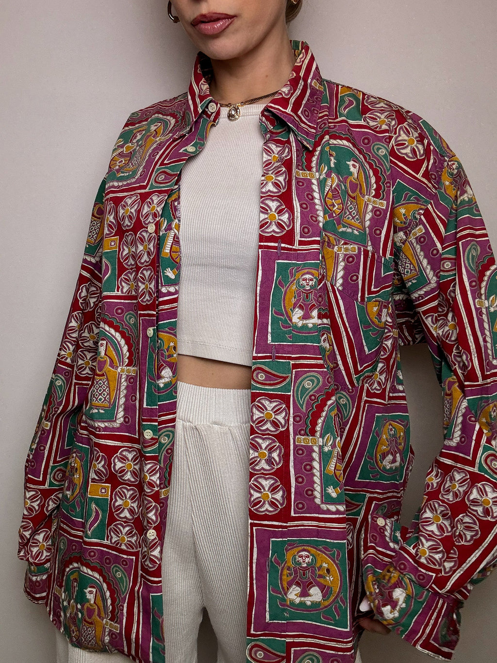 Chemise en coton imprimée abstrait VERTIGO! XL vintage
