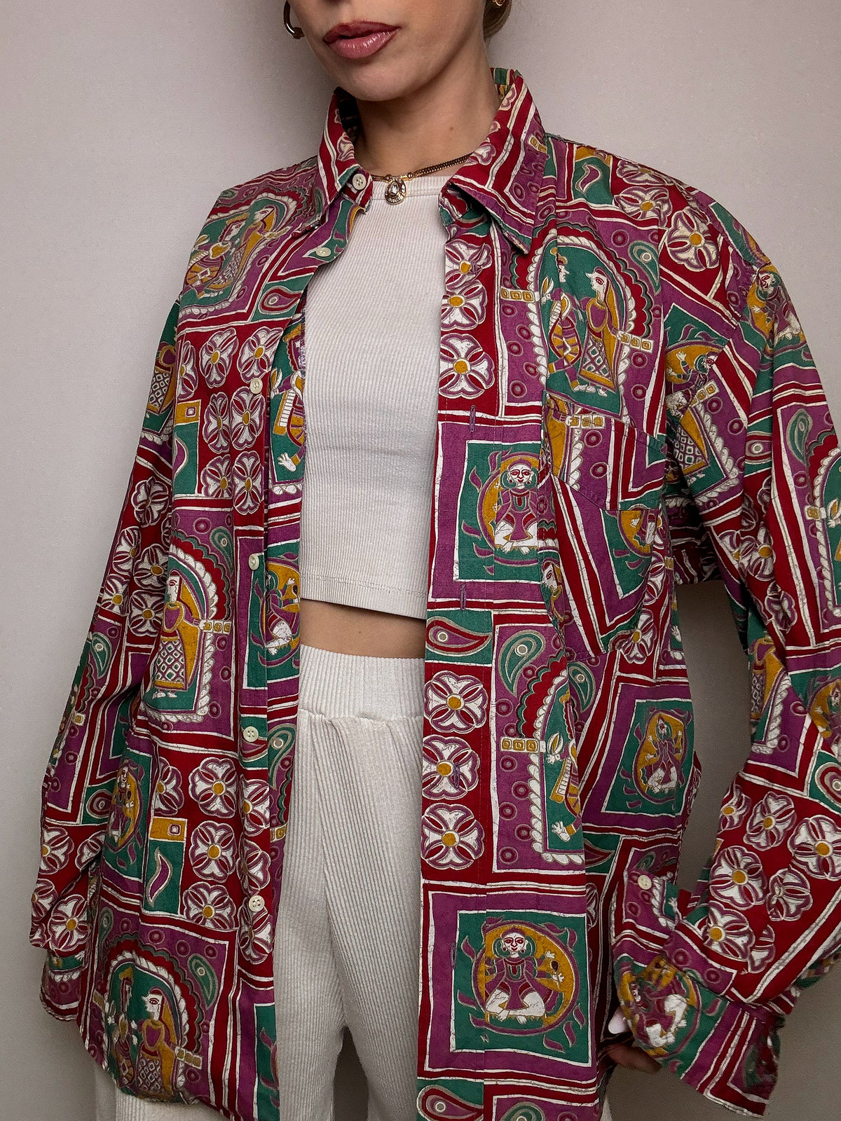 Chemise en coton imprimée abstrait VERTIGO! XL vintage