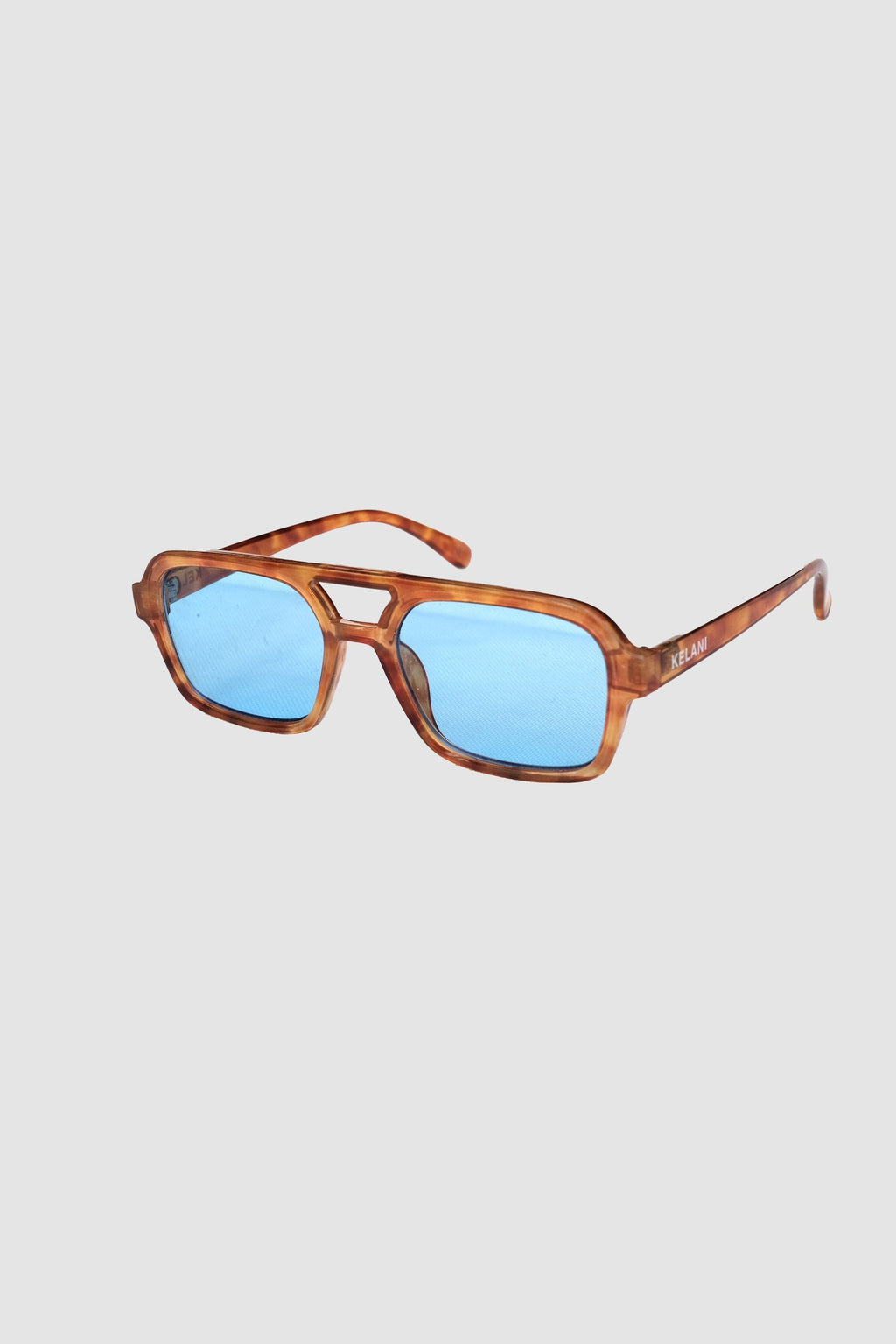 Blaue, recycelte, rechteckige Vintage-Brille mit blauen Gläsern 