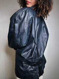 Vintage blue leather jacket M/L