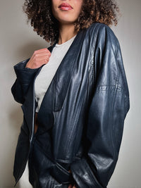 Vintage blue leather jacket M/L