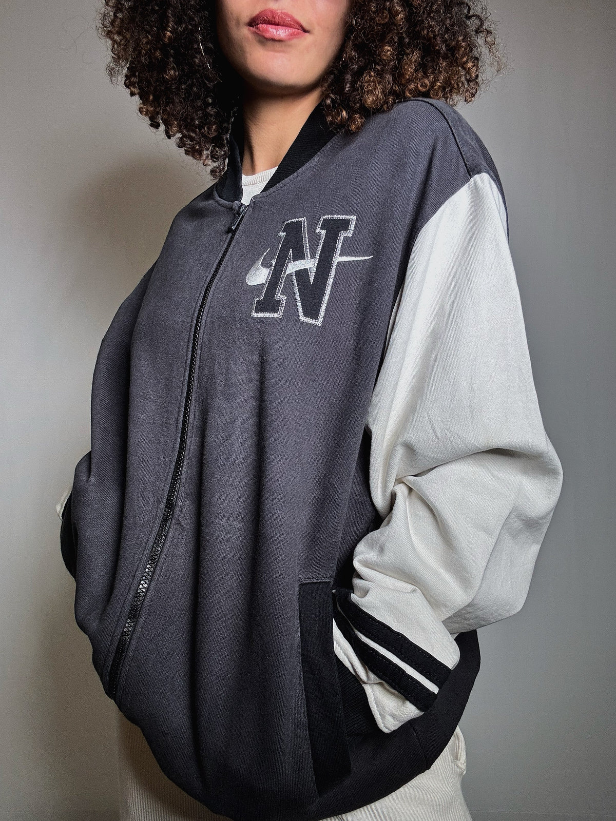 Nike L vintage two-tone bomber jacket