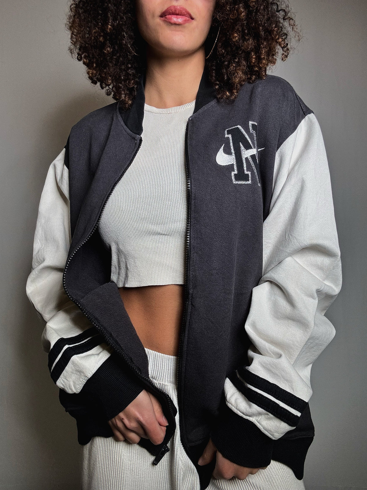 Nike L vintage two-tone bomber jacket