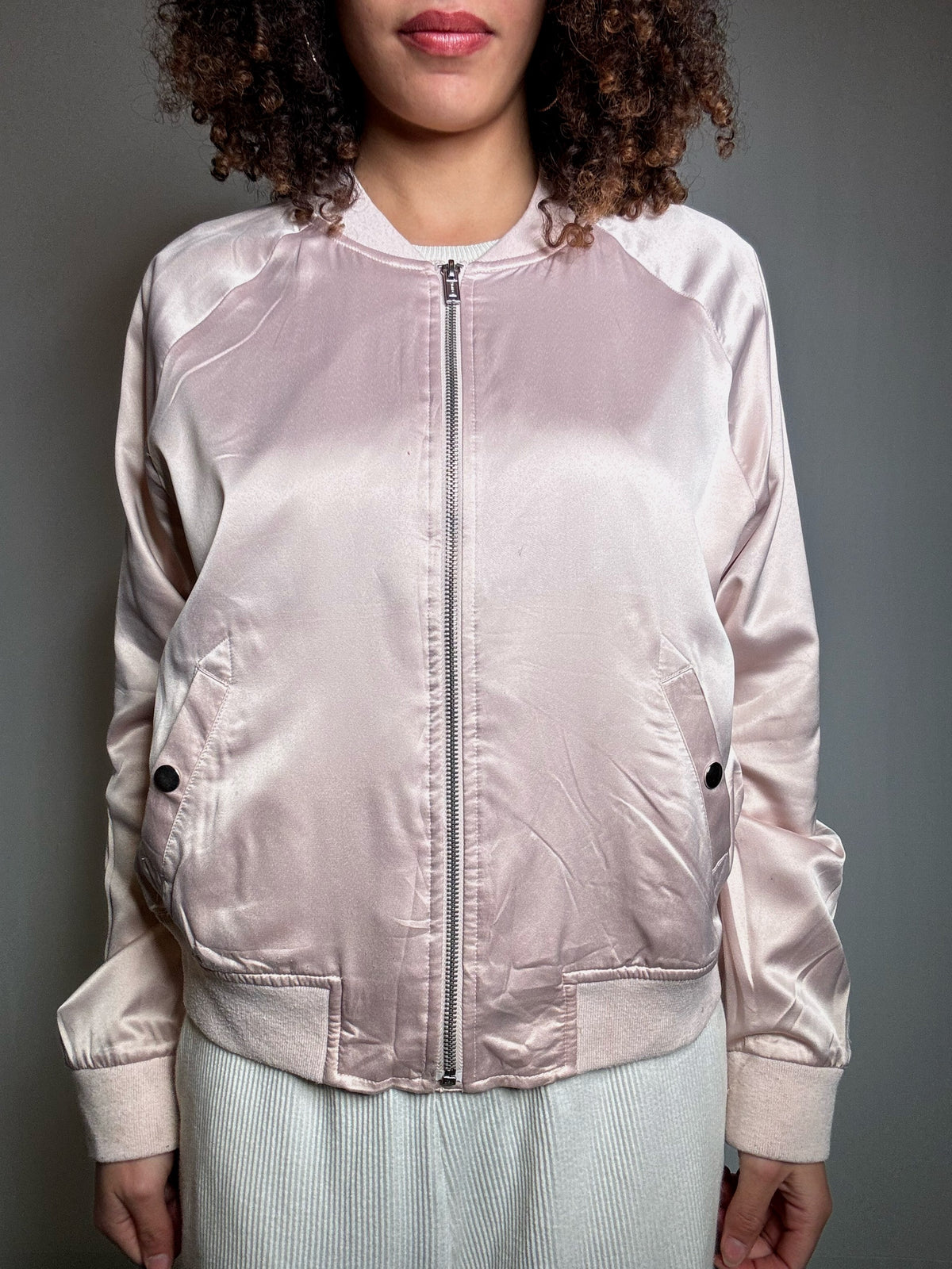 Bomber satin rose pale L vintage