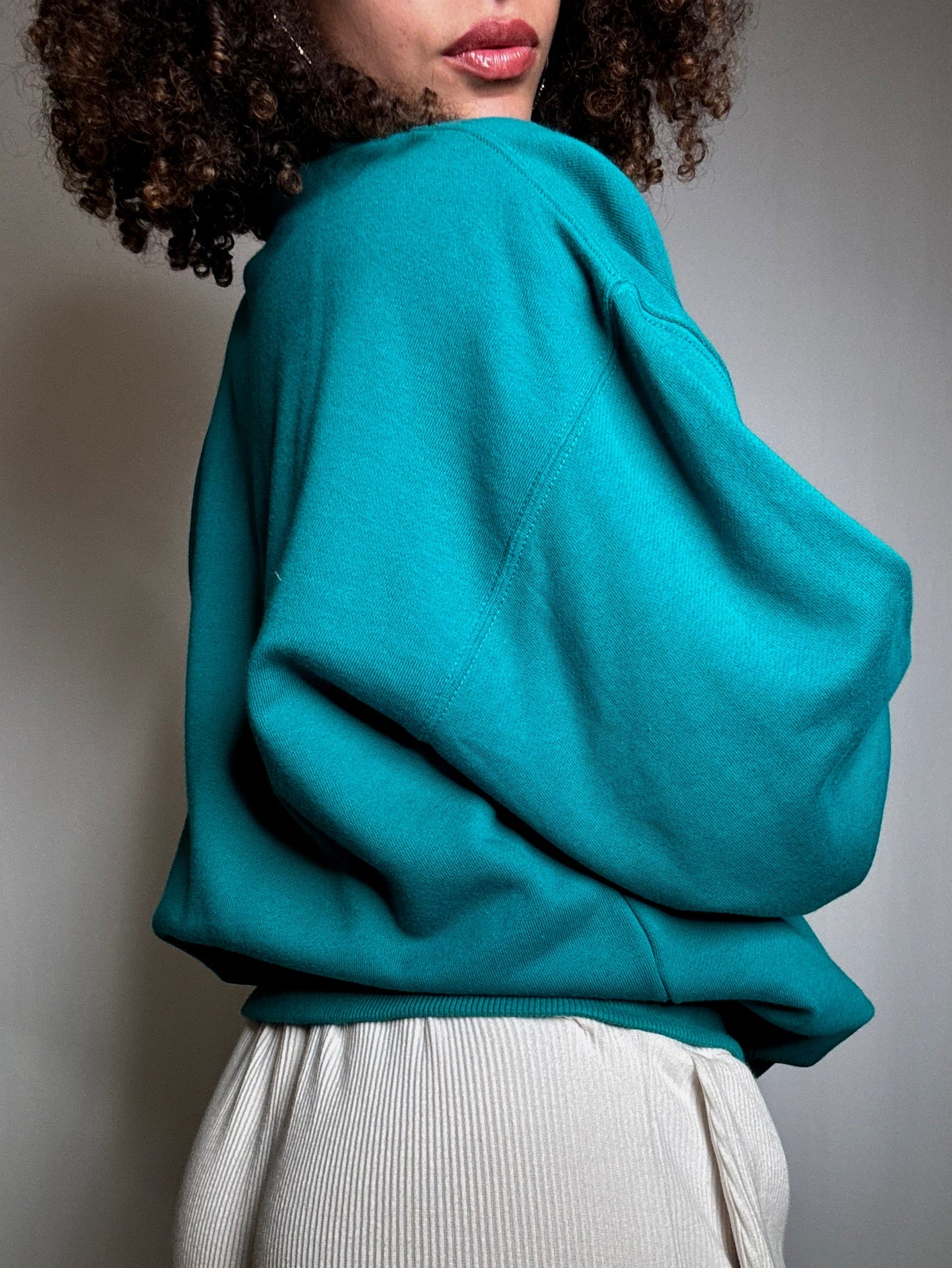 Sweat vert avec col L vintage