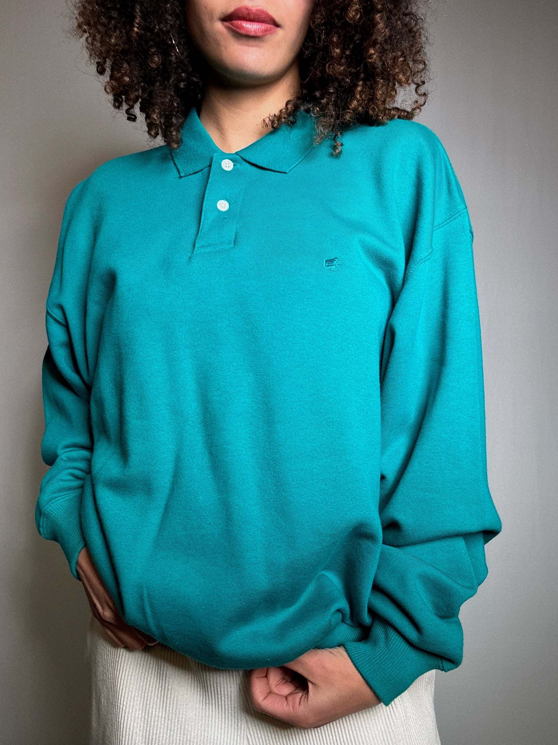 Sweat vert avec col L vintage