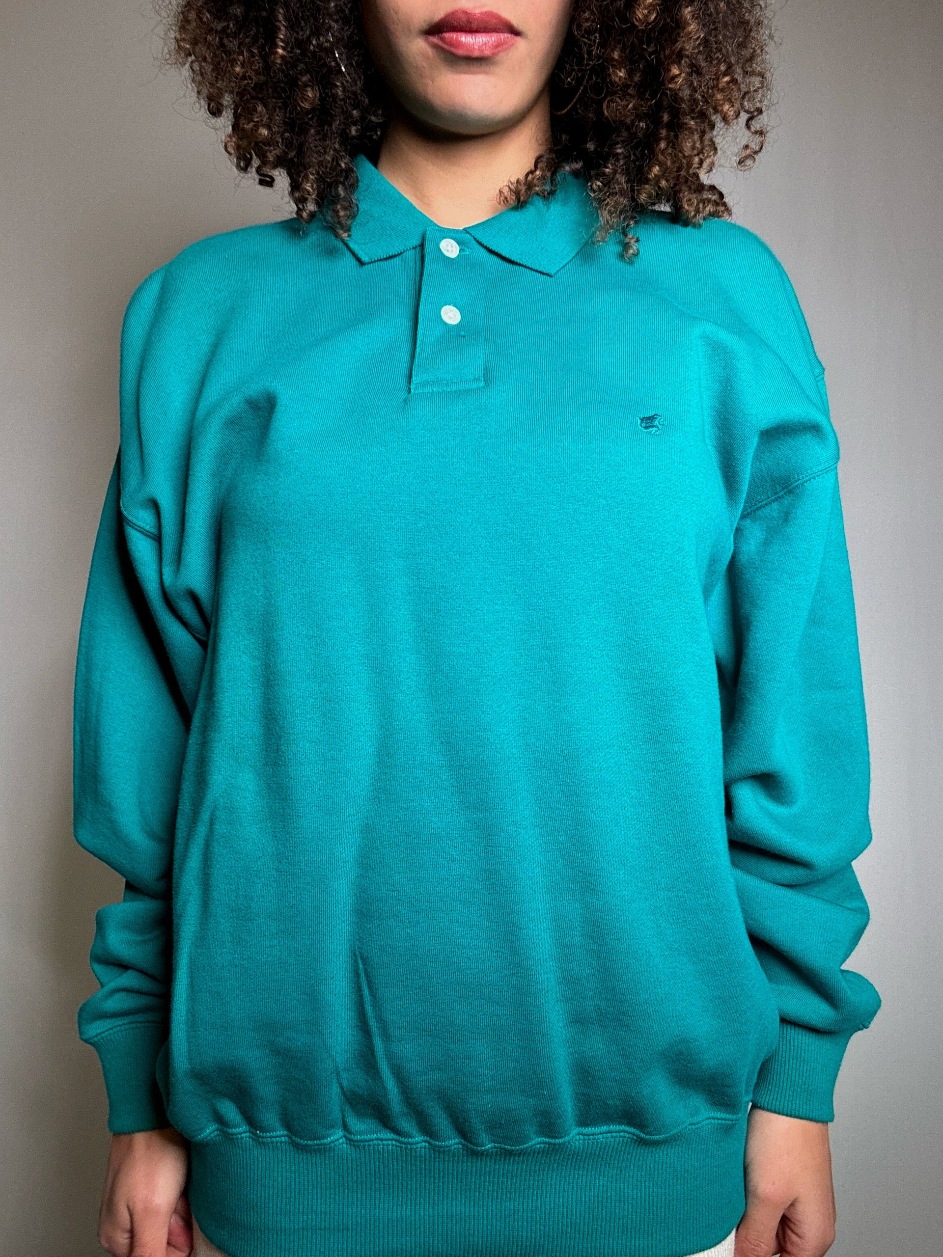 Sweat vert avec col L vintage
