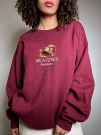 Sweatshirt bestickt Bordeaux XL Vintage