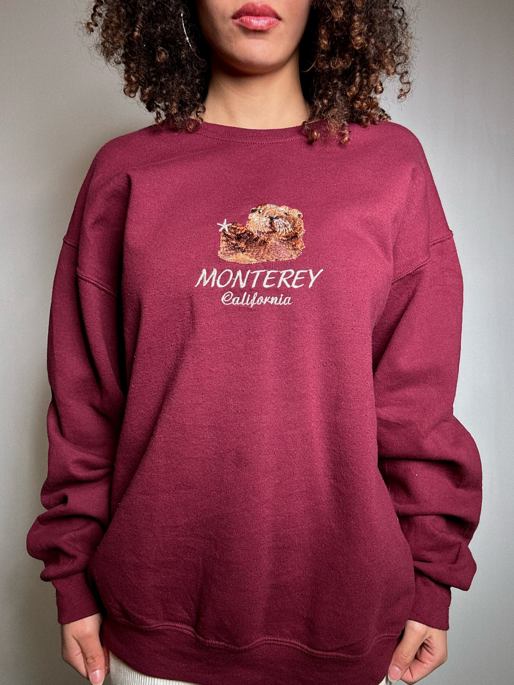 Sweatshirt bestickt Bordeaux XL Vintage