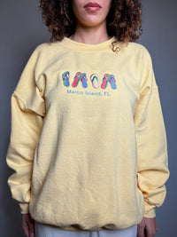 Yellow Embroidered Marco Island L Vintage Sweatshirt