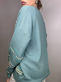 Vintage XL Cotton Mint Blue Patterned Cardigan