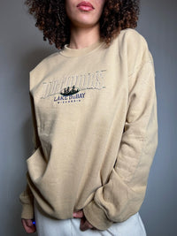 Besticktes Sweatshirt Beige Lake Dubay M Vintage